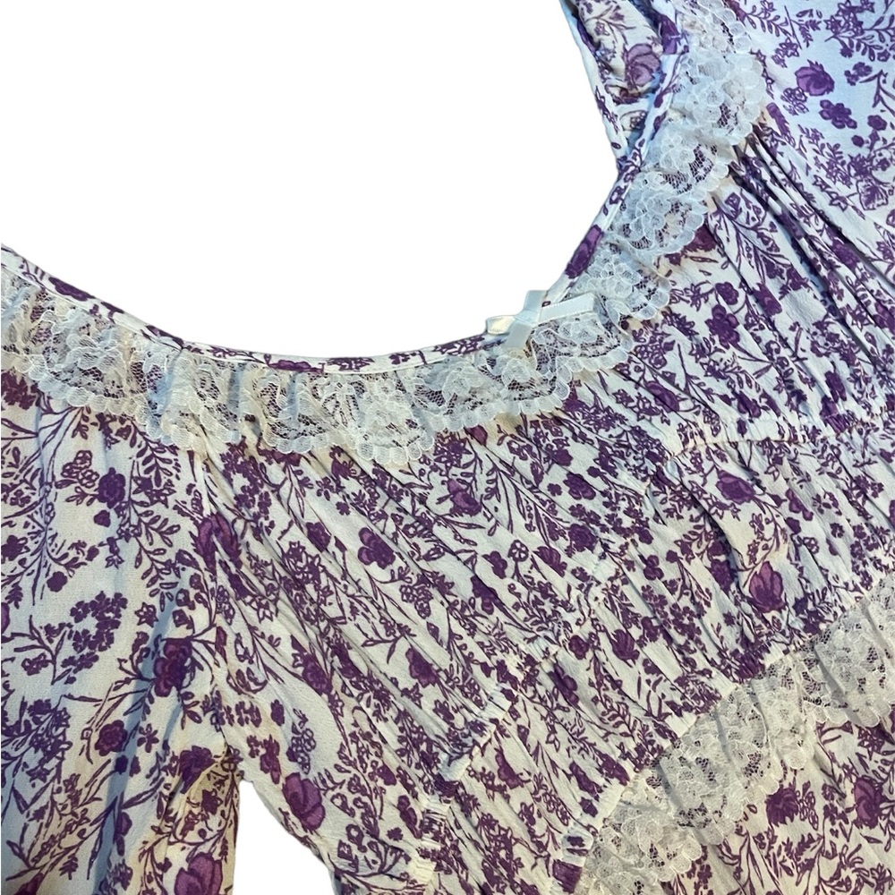 Purple and white sundress with lace detailing